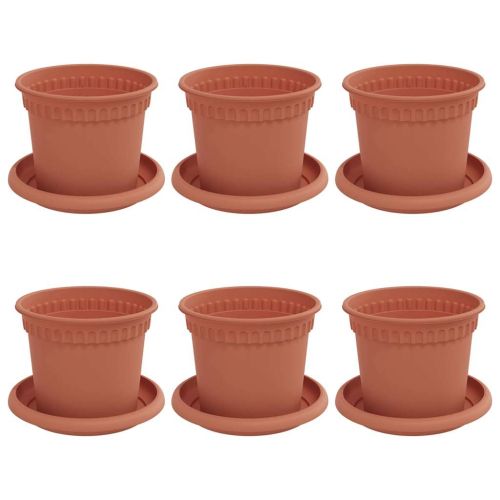 Саксии за растения 6 pcs Червено тухла Ø 12,5 x 10 см Пластмаса