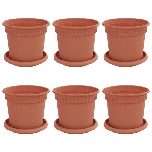 Саксии за растения 6 pcs Червено тухла Ø 15 x 12 cm Пластмаса