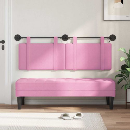Табла за легло висяща С LED осветление Розово Текстил