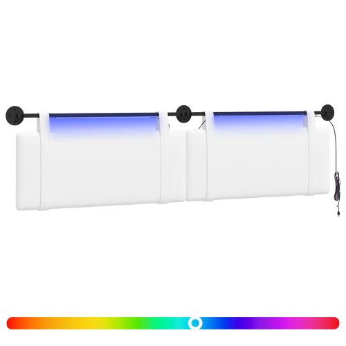 Табла за легло висяща С LED осветление Бяло Текстил