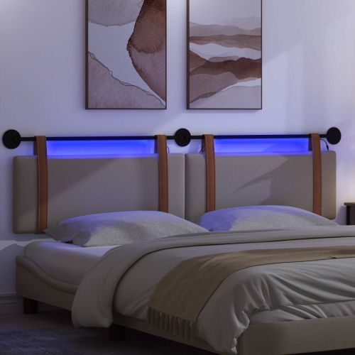 Табла за легло висяща С LED осветление Таупе Антично PU