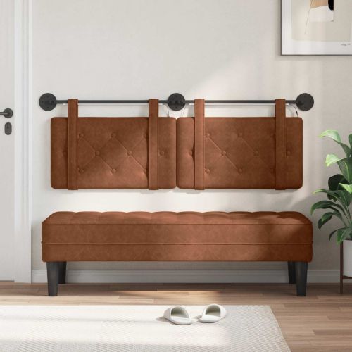 Табла за легло висяща С LED осветление Кафяво Антично PU