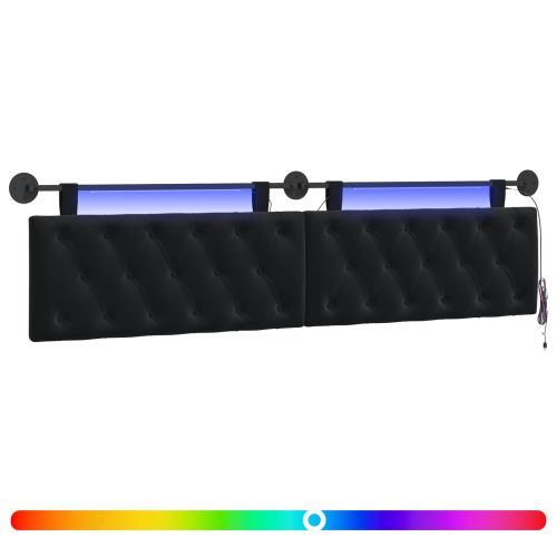 Табла за легло висяща С LED осветление Черно Кадифе