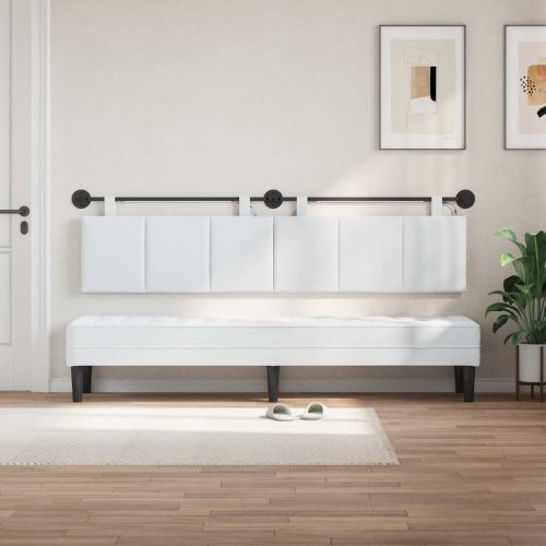 Табла за легло висяща С LED осветление Бяло Текстил