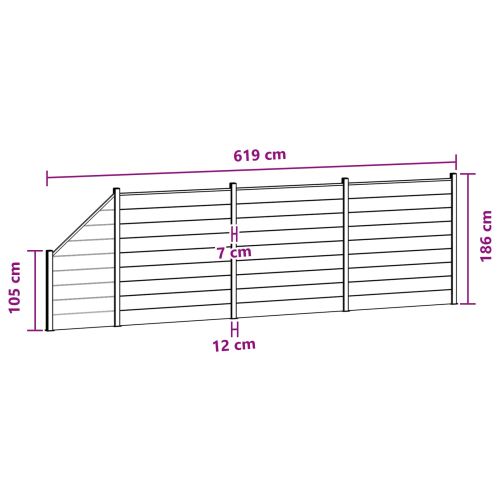 Панел на ограда 4 pcs WPC и алуминий Кафяво