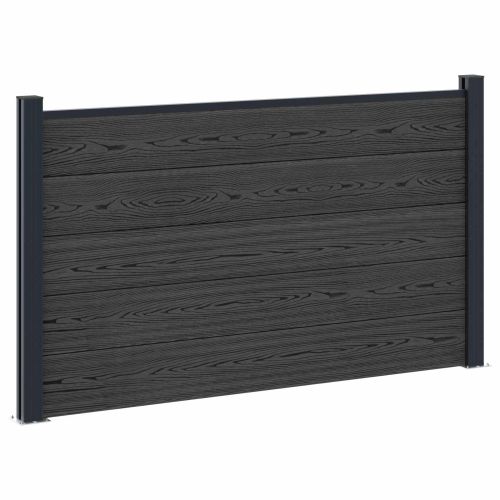 Панел на ограда 9 pcs WPC и алуминий Черно