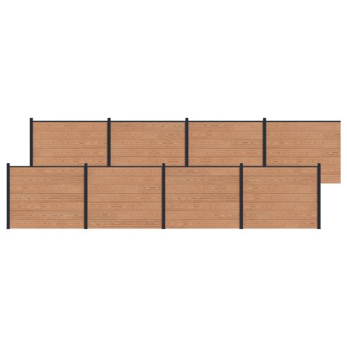 Панел на ограда 8 pcs WPC и алуминий Кафяво