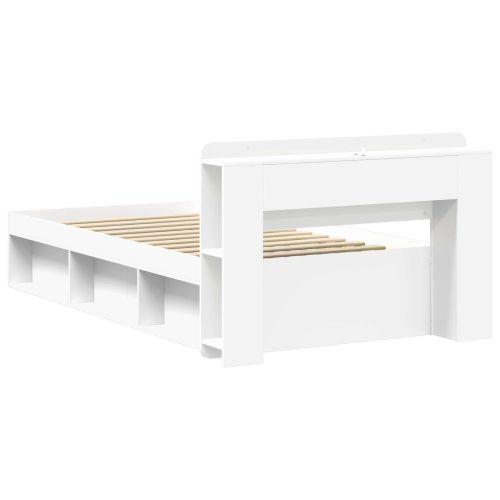 Леглово рамо с хранилище Бяло 100 x 200 cm Инженерна дървесина