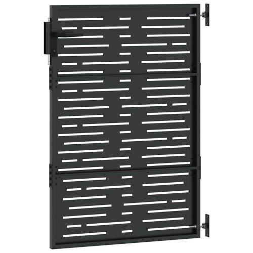 Градинска врата Черно 85 x 150 cm Прахово покритие стомана