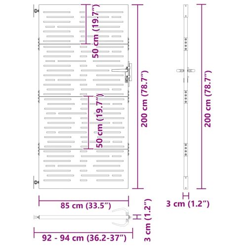 Градинска врата Черно 85 x 200 cm Прахово покритие стомана