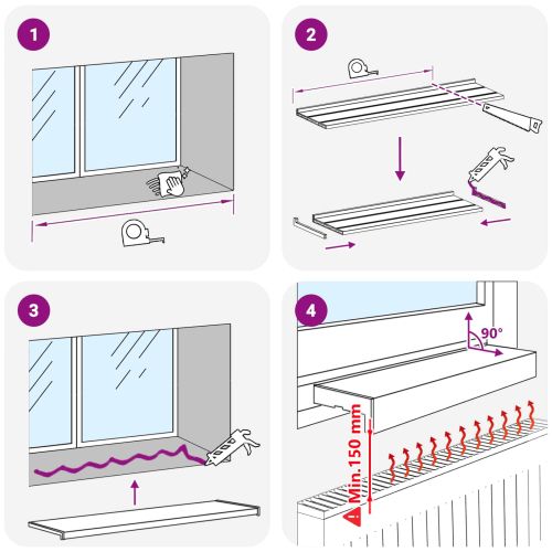 Перваз за прозорец Черен с дървесен фибър 60 x 10 x 4,5 см ПВЦ
