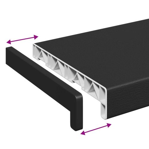 Перваз за прозорец Черен с дървесен фибър 160 x 25 x 4,5 см ПВЦ