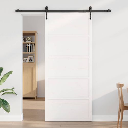 Врата за плевня Бяло 100 x 2,5 x 208 см