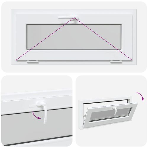 Прозорец за мазе RISOR 90 x 40 cm PVC и стъкло Бяло