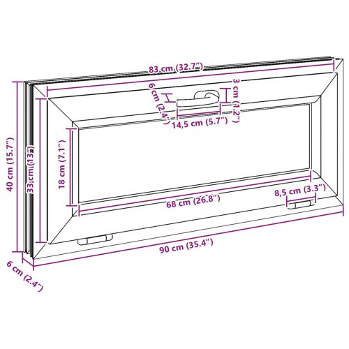 Прозорец за мазе RISOR 90 x 40 cm PVC и стъкло Бяло