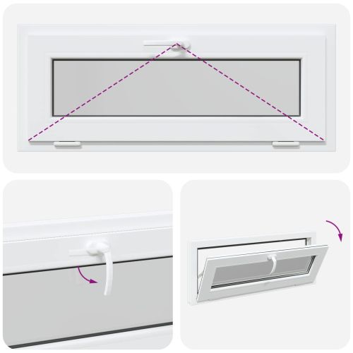 Прозорец за мазе RISOR 100 x 40 cm PVC и стъкло Бяло