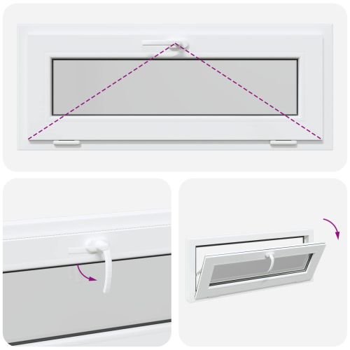 Прозорец за мазе RISOR 110 x 40 cm PVC и стъкло Бяло