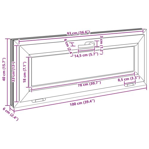 Прозорец за мазе RISOR 100 x 40 cm PVC и стъкло Бяло