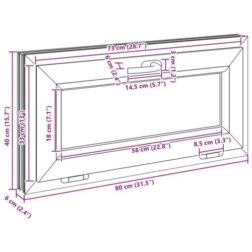 Прозорец за мазе RISOR 80 x 40 cm PVC и стъкло Антрацит