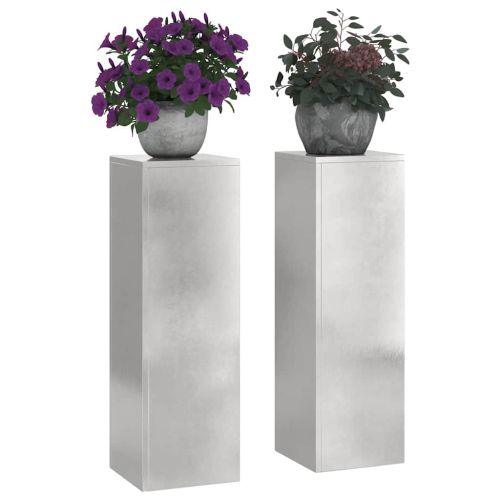 Стойка за растения 2 pcs Сребрист 24 x 24 x 75 см