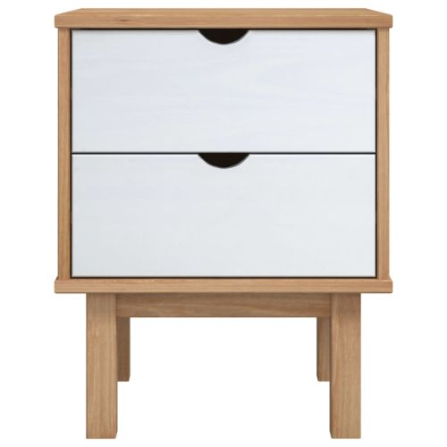 Нощно шкафче OTTA, кафяво и бяло, 45x39x57 см, бор масив
