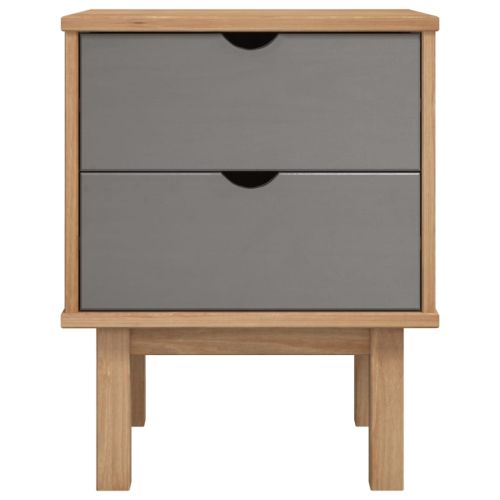 Нощно шкафче OTTA, кафяво и сиво, 45x39x57 см, бор масив