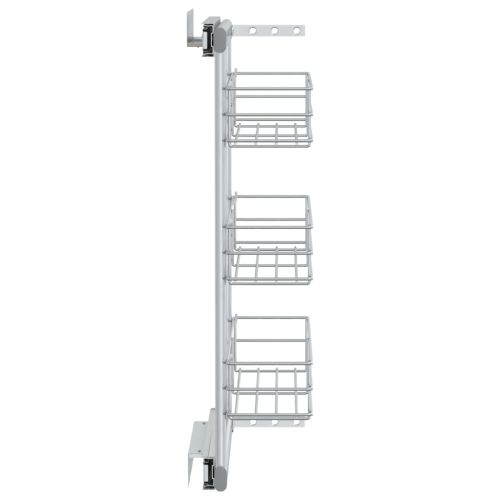 Издърпваща се кошница за кухня 3 нива сребриста 47x15,5x55,5 см