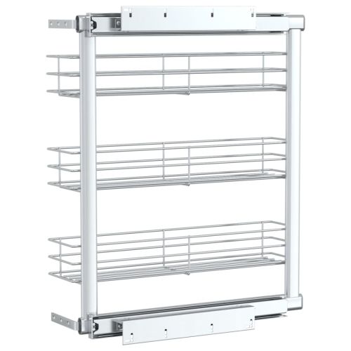 Издърпваща се кошница за кухня 3 нива сребриста 47x15,5x55,5 см