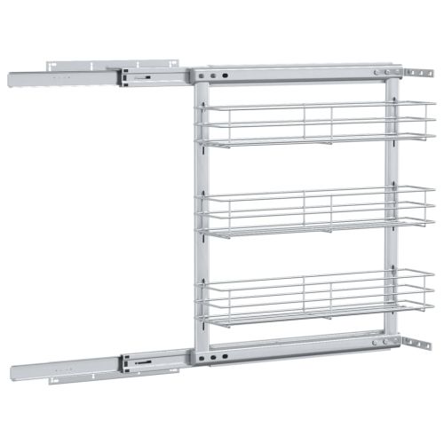 Издърпваща се кошница за кухня 3 нива сребриста 47x15,5x55,5 см