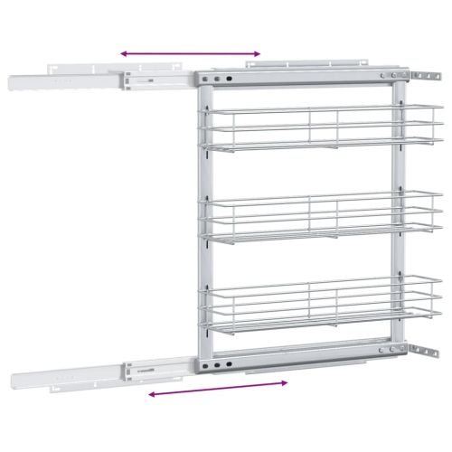 Издърпваща се кошница за кухня 3 нива сребриста 47x15,5x55,5 см