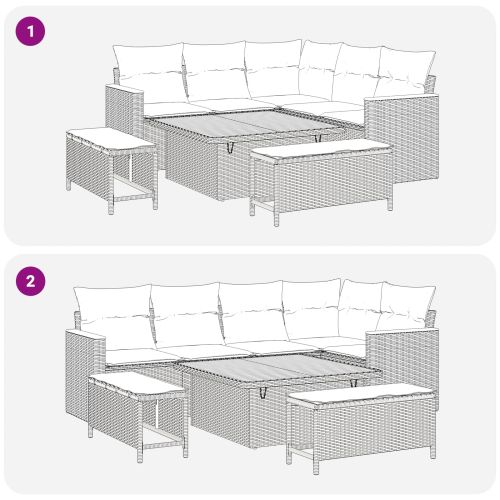 Градински Софа Комплект 8 pcs Черно полиратан