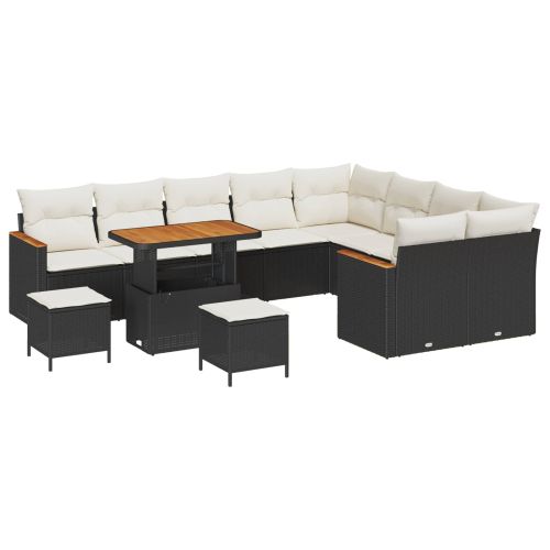 Градински Софа Комплект 12 pcs Черно полиратан