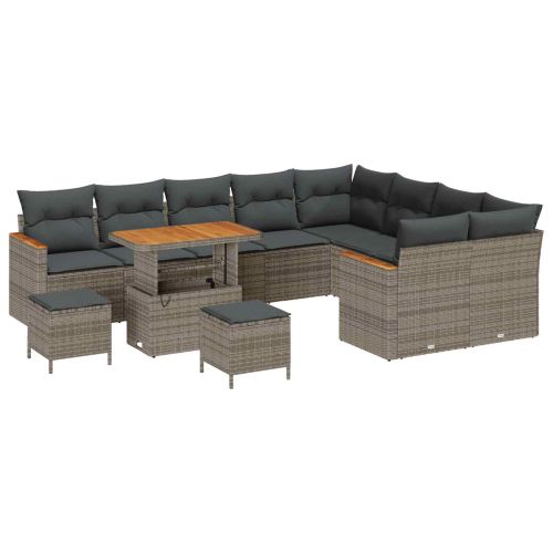 Градински Софа Комплект 12 pcs Сив полиратан