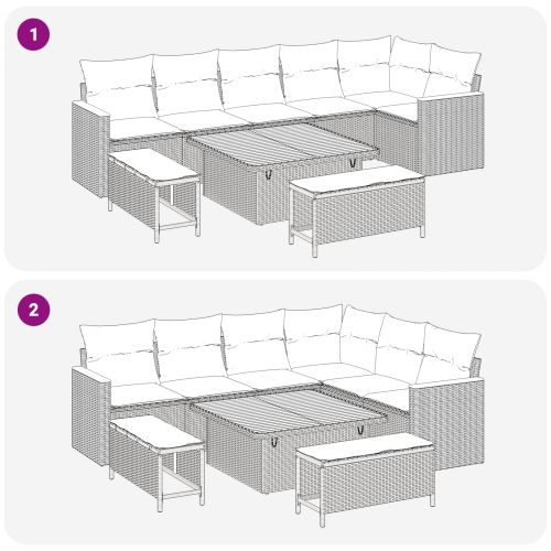 Градински Софа Комплект 9 pcs Черно полиратан