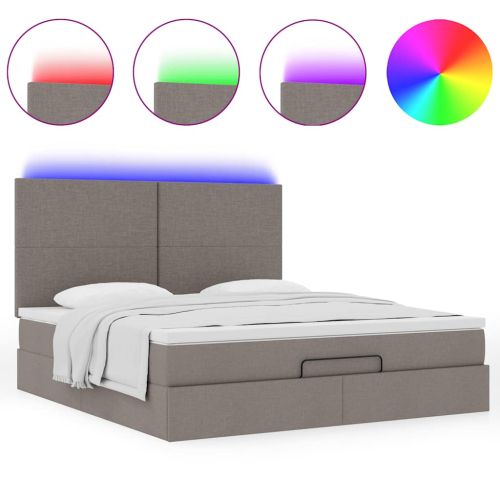 Османска легло с матрак и LED, таупе, 160x200 см, плат