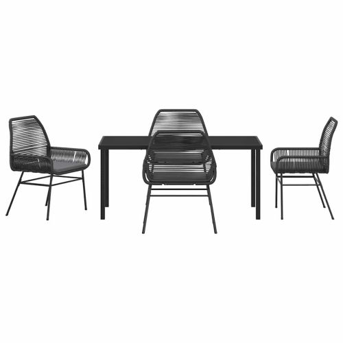 Комплект за хранене в градината 5 pcs Черно полиратан