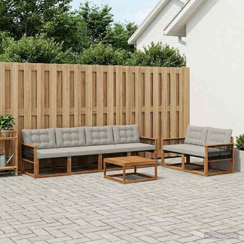 Комплект дивани за открито 7 pcs Натурално и светлосиво
