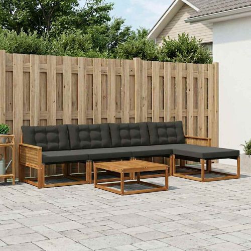 Комплект дивани за открито 6 pcs Естествено и черно