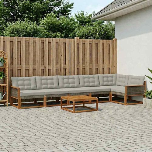 Комплект дивани за открито 7 pcs Натурално и светлосиво
