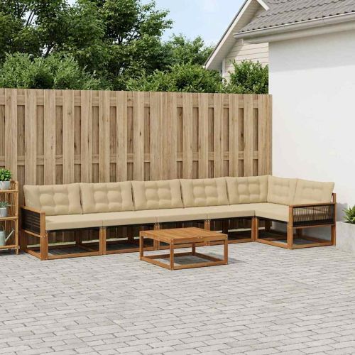 Комплект дивани за открито 7 pcs Натурален и Бежов