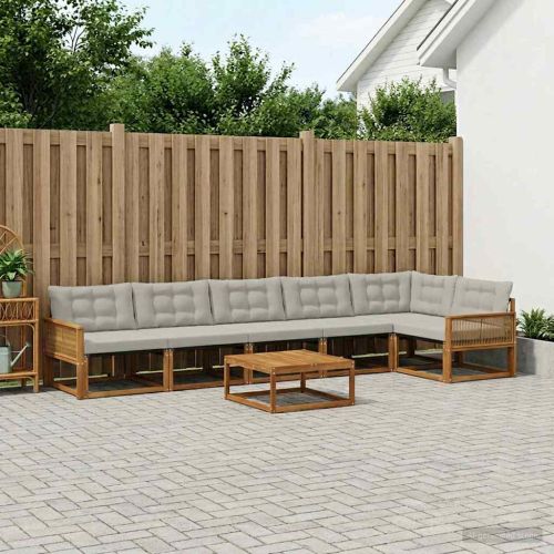 Комплект дивани за открито 7 pcs Натурално и светлосиво