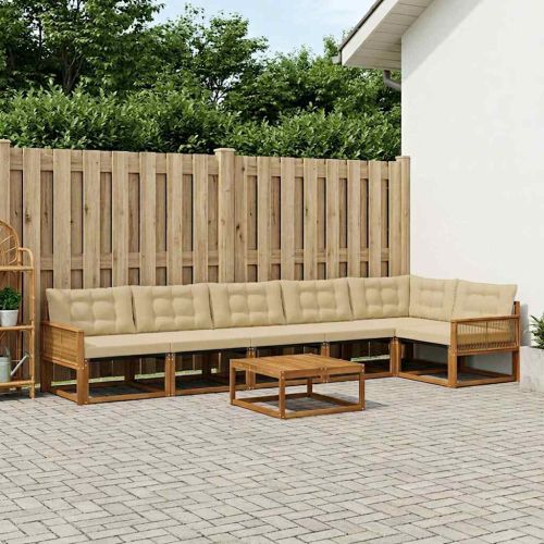 Комплект дивани за открито 7 pcs Натурален и Бежов