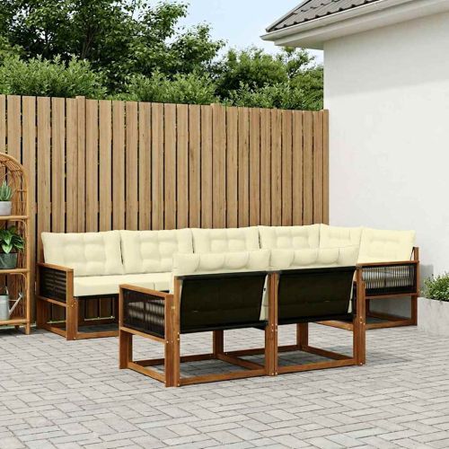 Комплект дивани за открито 7 pcs Натурален и Крема