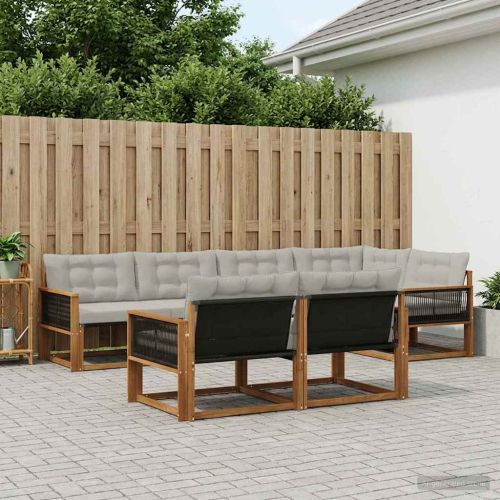 Комплект дивани за открито 7 pcs Натурално и светлосиво
