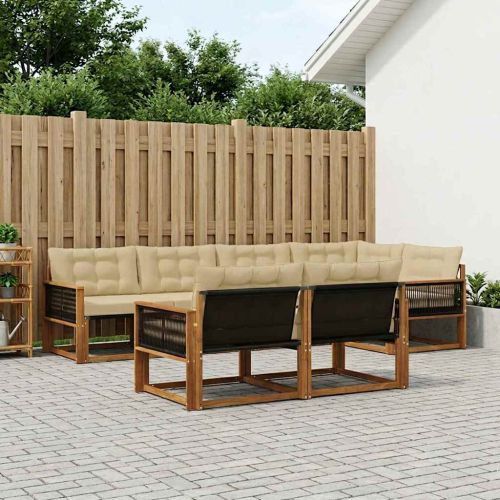 Комплект дивани за открито 7 pcs Натурален и Бежов
