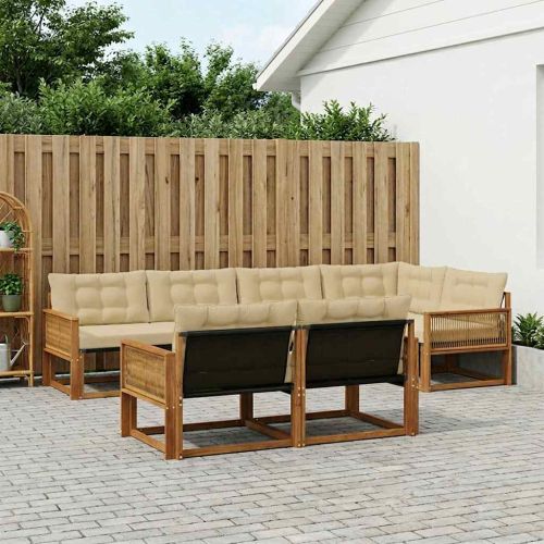 Комплект дивани за открито 7 pcs Натурален и Бежов