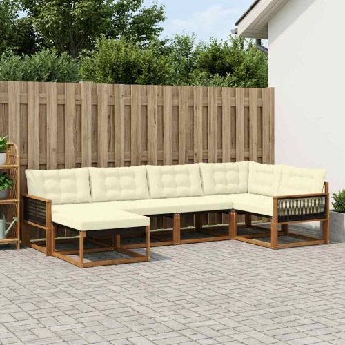 Комплект дивани за открито 6 pcs Натурален и Крема