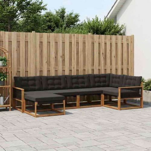 Комплект дивани за открито 6 pcs Естествено и черно