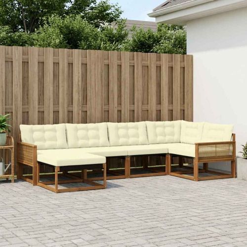 Комплект дивани за открито 6 pcs Натурален и Крема