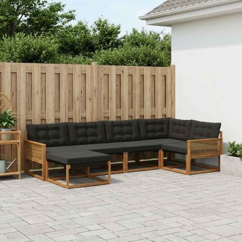 Комплект дивани за открито 6 pcs Естествено и черно